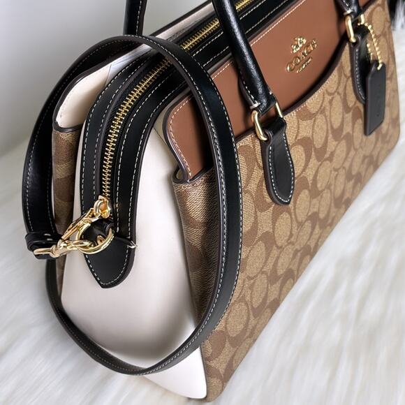 NWT Coach Mini Darcie Carryall Bag In Colorblock Signature Canvas Purse980 - Picture 3 of 8